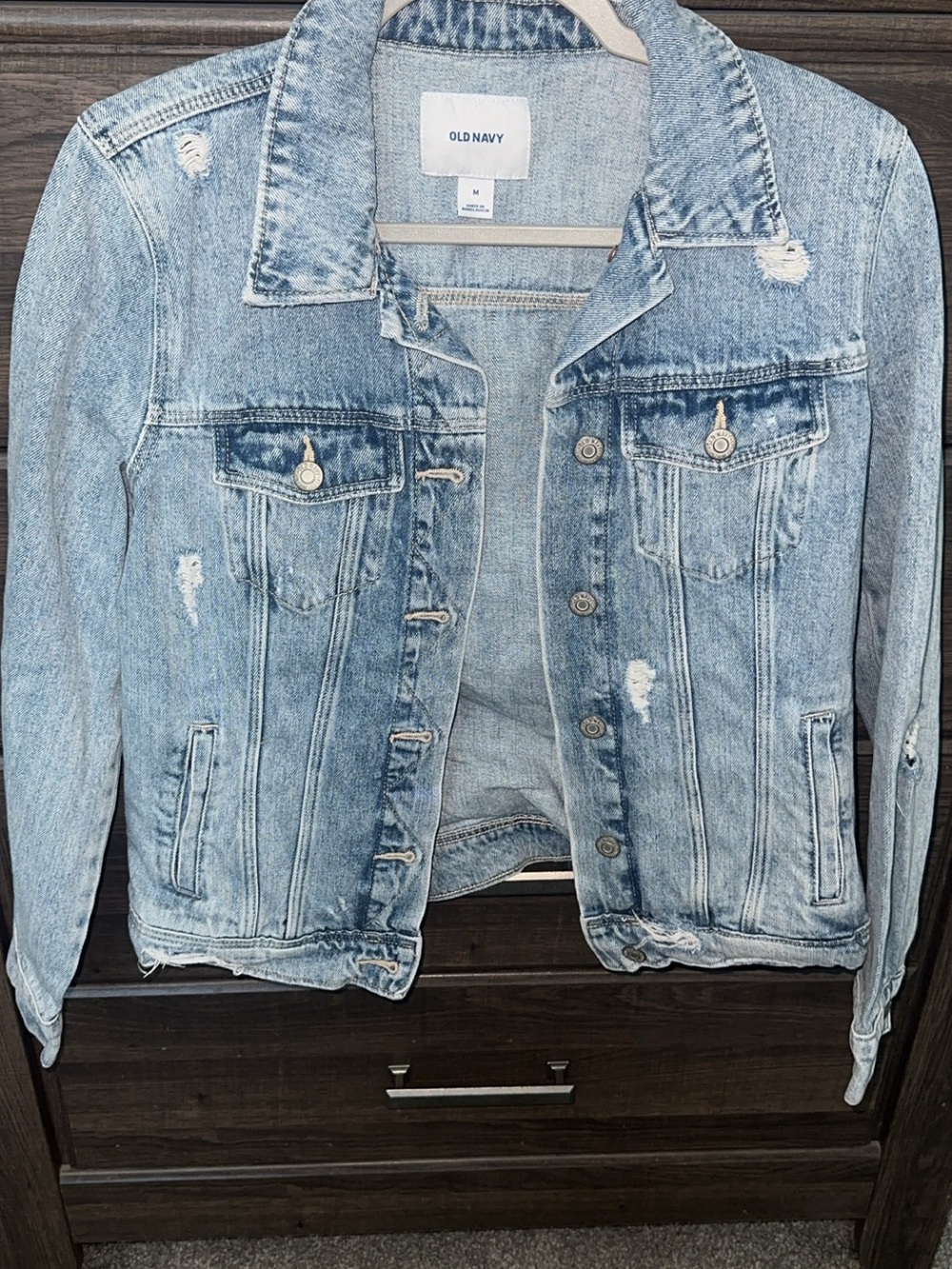Old Navy Light Wash Distressed Denim Jacket - Women's